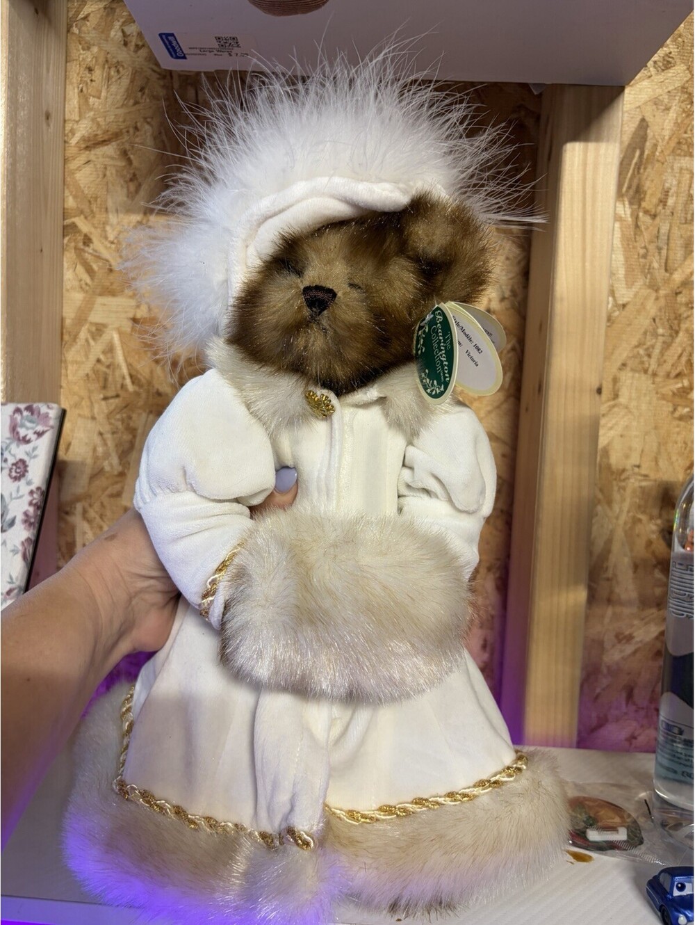 The Bearington Collection Victoria Plush Teddy Bear w/ Faux Fur Coat & Hat, 1082